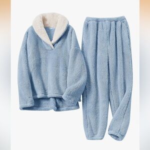 Cozy Light Blue Fleece Pajama Set ❄️